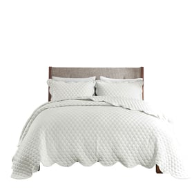 Olliix Madison Park Nala Ivory Full Queen 3pc Scalloped Edge Crinkle Quilt ...