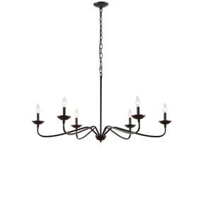 Olliix Hampton Hill Brighton Matte Black 6 Light Farmhouse Metal Chandelier