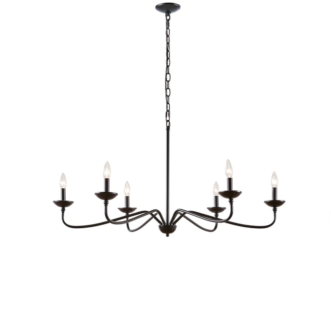 Olliix Hampton Hill Brighton Matte Black 6 Light Farmhouse Metal Chandelier OLIX-MP150-0194