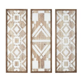 Olliix Madison Park Natural Mandal Geometric 3pc Wood Wall Decor Set