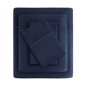 Olliix Madison Park 600 Thread Count Navy Split King Pima Cotton Sheet Set