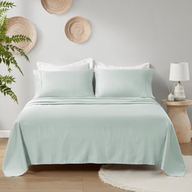 Olliix Madison Park 300 Thread Count Organic Cotton Aqua King Deep Pocket S...