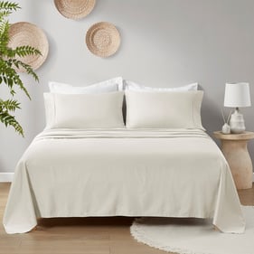 Olliix Madison Park 300 Thread Count Organic Cotton Ivory Queen Deep Pocket...