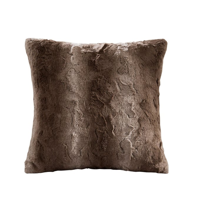 Olliix Madison Park Zuri Tan Faux Fur Square Pillow OLIX-MP30-1913