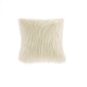 Olliix Madison Park Edina Ivory Faux Fur Square Pillow