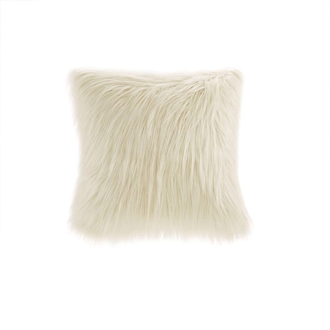 Olliix Madison Park Edina Ivory Faux Fur Square Pillow OLIX-MP30-4830