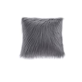 Olliix Madison Park Edina Grey Faux Fur Square Pillow