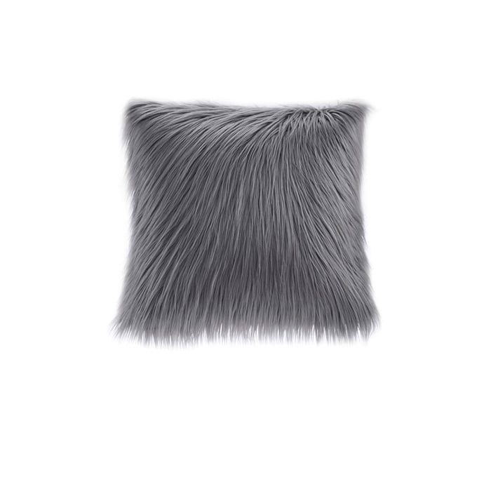 Olliix Madison Park Edina Grey Faux Fur Square Pillow OLIX-MP30-4831