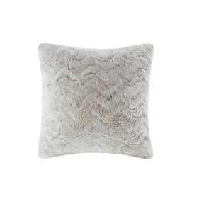 Olliix Madison Park Zuri Snow Leopard Faux Fur Square Pillow