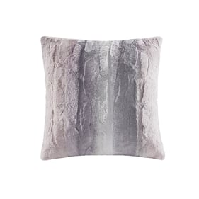 Olliix Madison Park Zuri Blush Grey Faux Fur Square Pillow