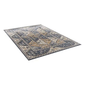 Olliix Madison Park Dakota Blue Cream Tiled Border Area Rug - 5 x 7