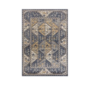 Olliix Madison Park Dakota Blue Cream Tiled Border Area Rug - 8 X 10