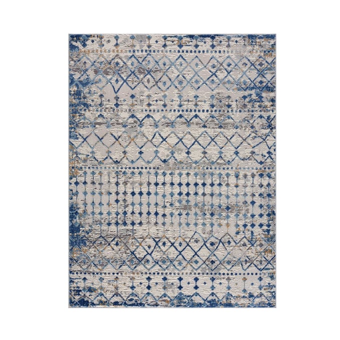 Olliix Madison Park Hannah Blue Cream Moroccan Global Woven Area Rug - 6 x 9 OLIX-MP35-7579