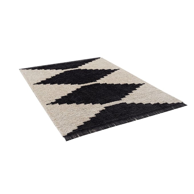 Olliix Tassel Striped Bath Rug Black/ Cream