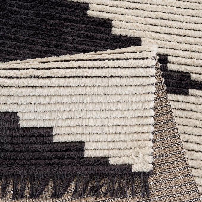 Olliix Tassel Striped Bath Rug Black/ Cream