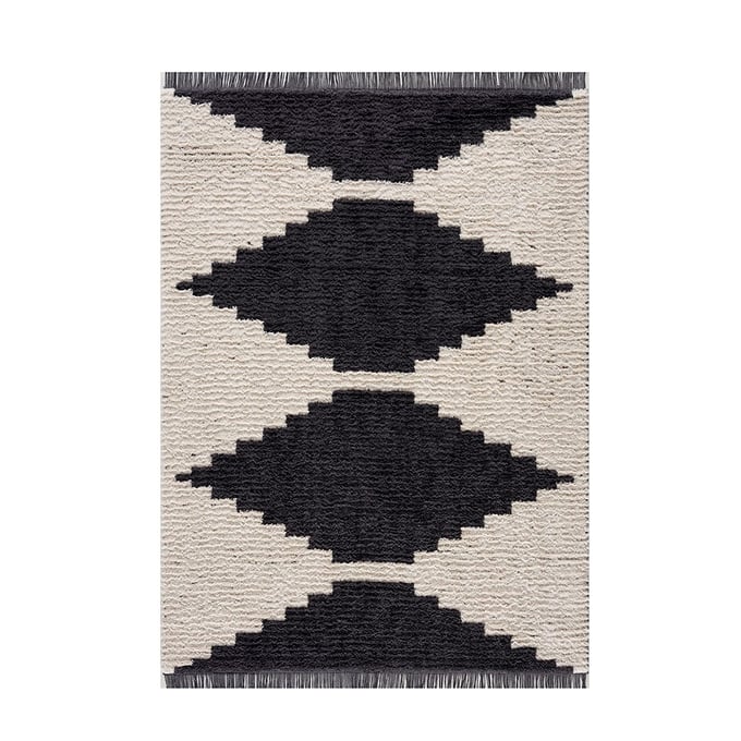 Olliix Tassel Striped Bath Rug Black/ Cream