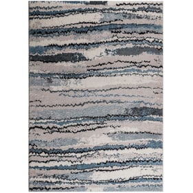 Olliix Madison Park Riley Blue Watercolor Abstract Stripe Woven Area Rug - ...