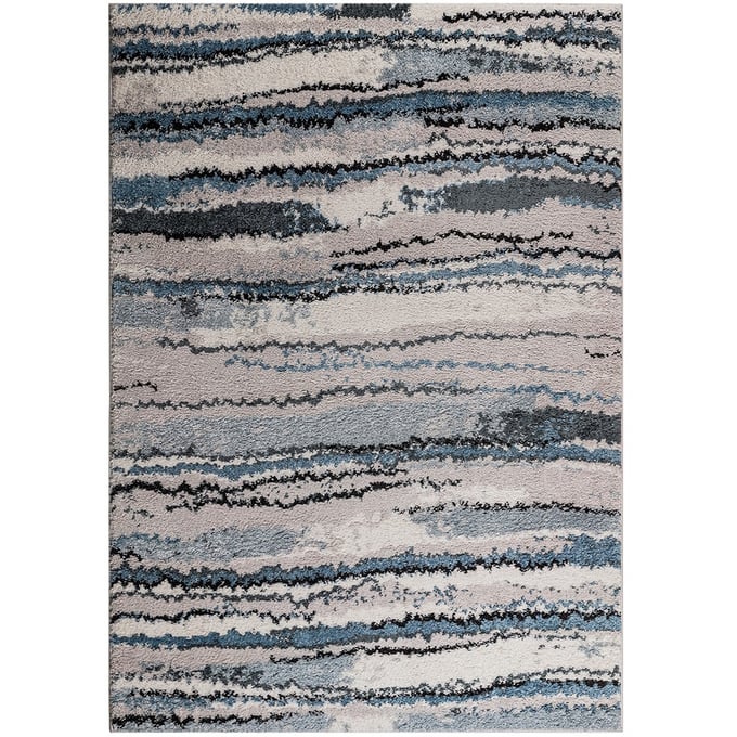 Olliix Madison Park Riley Blue Watercolor Abstract Stripe Woven Area Rug - 6 x 9 OLIX-MP35-8044