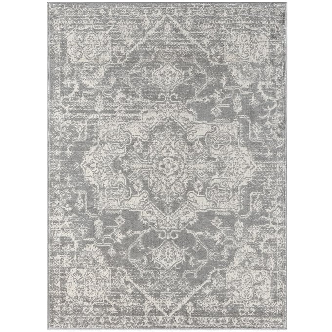 Olliix Madison Park Asher Cream Grey Distressed Medallion Woven Area Rug - 5 x 7 OLIX-MP35-8058