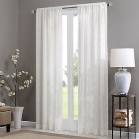 Olliix Madison Park Irina White Diamond Sheer Window Curtain Panel - 84 x 5...