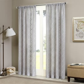 Olliix Madison Park Irina Grey Diamond Sheer Window Curtain Panel - 84 x 50