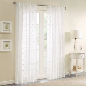 Olliix Madison Park Gemma White Sheer Window Curtain - 63 x 50