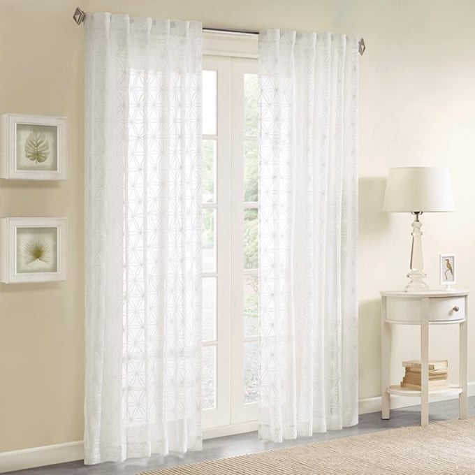 Olliix Madison Park Gemma White Sheer Window Curtain - 63 x 50 OLIX-MP40-1594