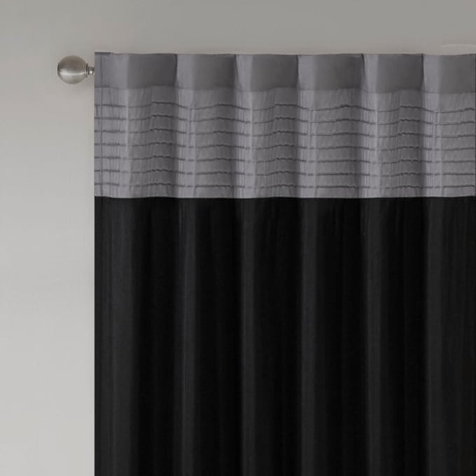 Olliix Madison Park Amherst Black Polyoni Pintuck Curtain Panel OLIX-MP40-2220