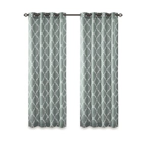 Olliix Madison Park Saratoga Seafoam White Grommet Top Window Curtain Panel...