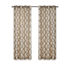 Olliix Madison Park Saratoga Khaki Black Grommet Top Window Curtain Panel -...