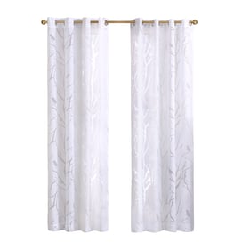 Olliix Madison Park Averil White Grommet Top Sheer Burnout Window Curtain -...