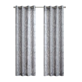 Olliix Madison Park Averil Grey Grommet Top Sheer Burnout Window Curtain - ...