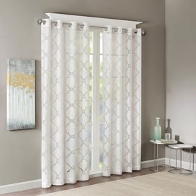 Olliix Madison Park Eden White Fretwork Burnout Sheer Curtain Panel - 63 x ...