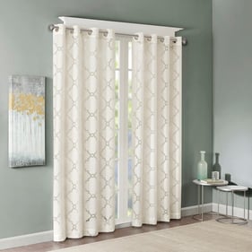 Olliix Madison Park Eden Ivory Fretwork Burnout Sheer Curtain Panel - 63 x ...