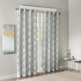 Olliix Madison Park Eden Grey Fretwork Burnout Sheer Curtain Panel - 95 x 5...