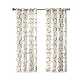 Olliix Madison Park Brooklyn Grey Geo Embroidered Curtain Panel - 84 x 50