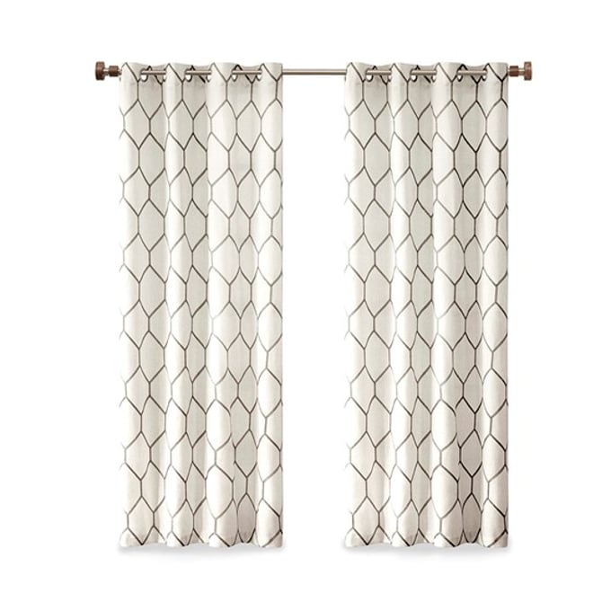 Olliix Madison Park Brooklyn Grey Geo Embroidered Curtain Panel - 84 x 50 OLIX-MP40-4360