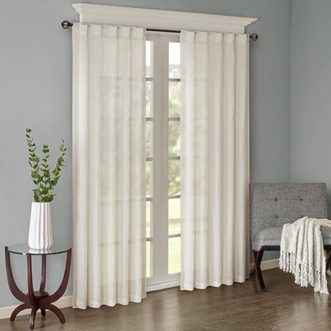 Olliix Madison Park Harper White Solid Crushed Curtain Panel Pair - 84 x 42 OLIX-MP40-4497