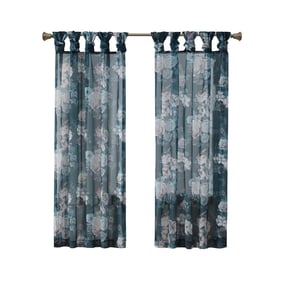 Olliix Madison Park Simone Navy Printed Floral Twist Tab Curtain - 84 x 50