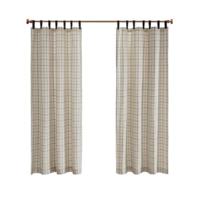 Olliix Madison Park Anaheim Natural Plaid Curtain Panel with Fleece Lining ...