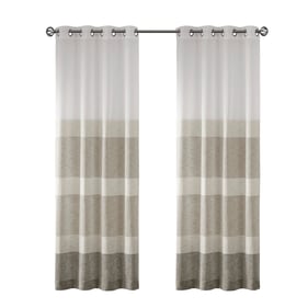 Olliix Madison Park Hayden Neutral Striped Window Sheer - 84 x 50