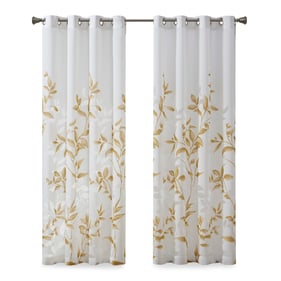 Olliix Madison Park Cecily Yellow Burnout Printed Curtain Panel - 50 x 84