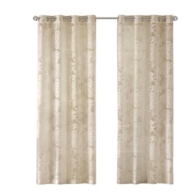 Olliix Madison Park Leilani Natural Palm Leaf Burnout Window Sheer - 84 x 5...