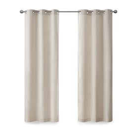 Olliix Madison Park Galen Ivory Basketweave Curtain Panel Pair - 84 x 40