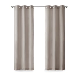 Olliix Madison Park Galen Taupe Basketweave Curtain Panel Pair - 84 x 40