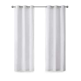 Olliix Madison Park Galen White Basketweave Curtain Panel Pair - 84 x 40