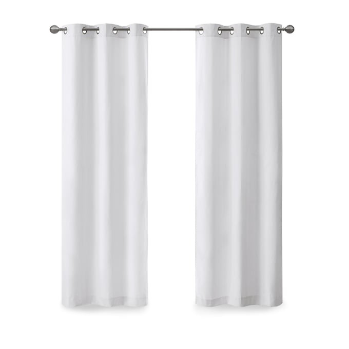 Olliix Madison Park Galen White Basketweave Curtain Panel Pair - 84 x 40 OLIX-MP40-7924