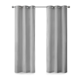 Olliix Madison Park Galen Grey Basketweave Curtain Panel Pair - 84 x 40