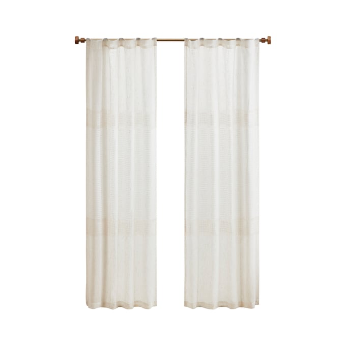 Olliix Madison Park Aida Ivory Yarn Dye Sheer Curtain Panel Pair - 37 x 84 OLIX-MP40-7935