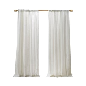 Olliix Madison Park Kyler White Linen Blend Light Filtering Curtain Panel P...